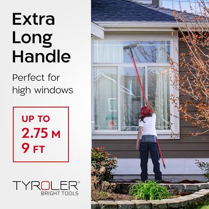 Tyroler Professional Window Squeegee for Home, Long Squeegee for Window Cleaning, 2-in-1 Window Cleaning Squeegee Kit, Indoor & Outdoor Window Cleaner Tool for High Windows & Glass (12''-110'') - size: 12''-110''