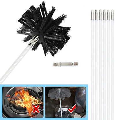 Particle Furnace Cleaning Brush, 100/150mm Brush,Chimney Brush,Dryer Vent Cleaner Kit,Flexible Rods,Up to 13FEET(9Pcs Rods+1Pcs 4" Brush) - color: 9pcs Rods+1pcs 4" Brush