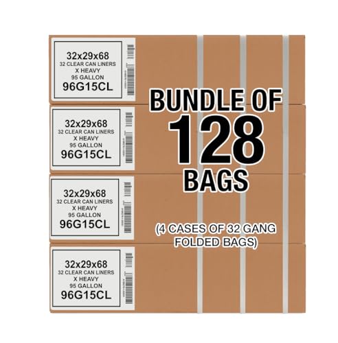 Aluf Plastics - Extra Strong Recycling Bag, 95 Gallon, 1.5 Mil, 61"x68", Clear, 128 Count - style: 95 Gal, 1.5 Mil, 128 Count