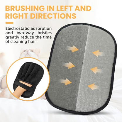 Pet Hair Removal Glove for Cats & Dogs,Durable Electrostatic Five-Finger Pet Hair Remover Tools,Reusable Pet Hair Gloves with Magic Brush for Cat Dog Grooming Clothes Couch Carpet Car Seat Furniture