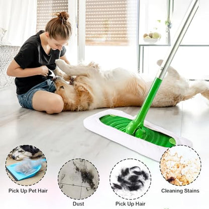 4-Pack Reusable Microfiber Mop Pads for Wet and Dry Floor Cleaning, Compatible with Most 10-12 Inch Flat Mops, Fits Hardwood, Tile, Laminate Surfaces (Mop Not Included)