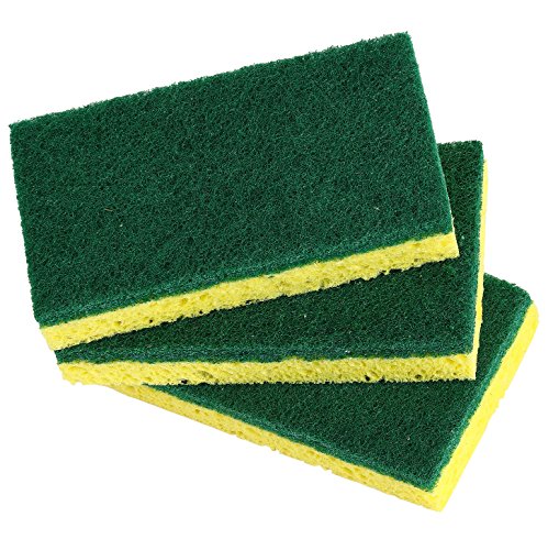 Scrubee Heavy Duty Scrub Sponge with Scouring Pad, Kitchen Dishwashing, Sink, Pot and Frying Pan Cellulose Scrubber Sponge Non Scratch. by Superio… (4.5" 3 Pack) - color: Green, size: 3-pack