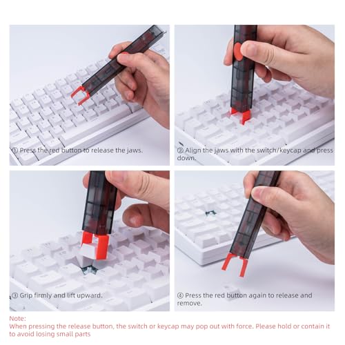 GATERON Twins 2-in-1 Switch and Keycap Puller,Manganese Steel Jaws Hot Swap Tool for Mechanical Keyboards,Ergonomic DIY Removal Kit with Cleaning Brush (Black-Red Color Scheme)