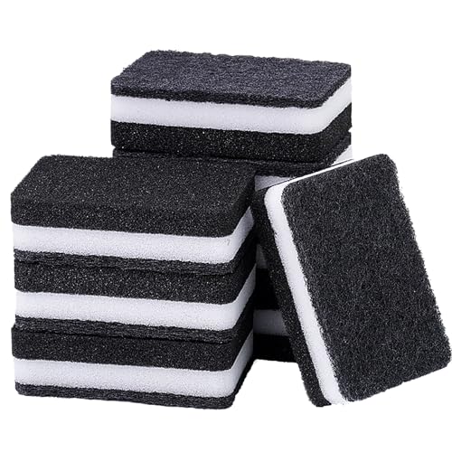 Taeku Natural Kitchen Sponge, 6 Pack Heavy Duty Scrub Cellulose Sponge Premium Multifunction Eco Friendly Cleaning Sponges for Dishes (Black) - color: Black