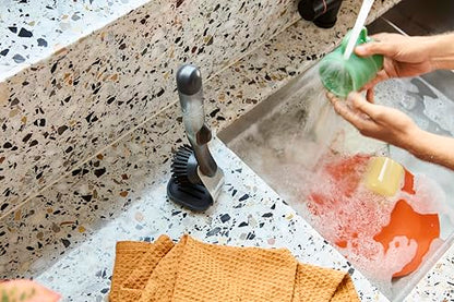 Joseph Joseph SinkTech Refillable Soap-Dispensing Dish Brush with Stainless Steel Storage Stand Drip Tray - style: Soap dispensing Brush with Stand
