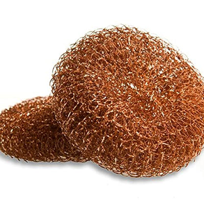 LOLA Copper Mesh Scouring Pad, 2 Pack, 45 Grams, 4" Heavy Duty Cleaning Pads, Copper Coated Knitted Wire Mesh, Recyclable, Cleans Baked On Messes - size: 2 Pack, style: Jumbo