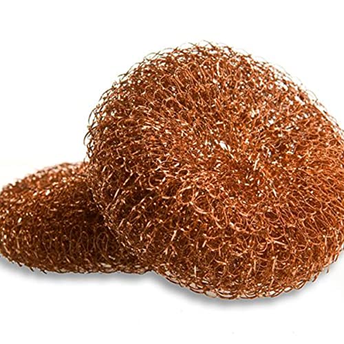 LOLA Copper Mesh Scouring Pad, 2 Pack, 45 Grams, 4" Heavy Duty Cleaning Pads, Copper Coated Knitted Wire Mesh, Recyclable, Cleans Baked On Messes - size: 2 Pack, style: Jumbo