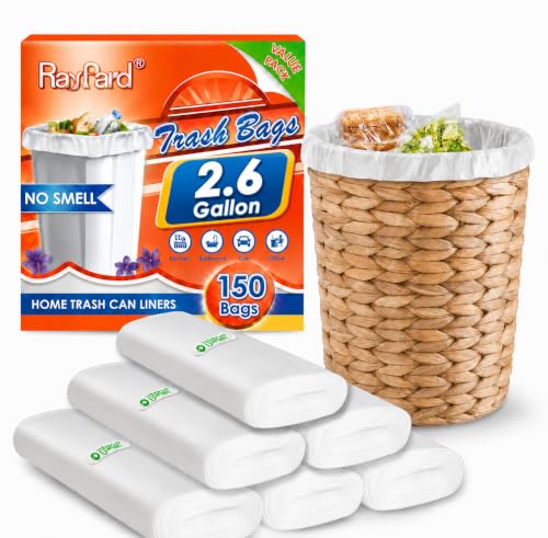 2.6 Gallon Small Trash Bags Garbage Bags by RayPard, 150 Counts, fit 2.2,2.4,2.6 Gal Waste Basket, 7.5-10 Liter Strong Trash Can Liners for Home Office Kitchen Bathroom Bedroom, Clear - style: 150-2.6 Gallon-Clear