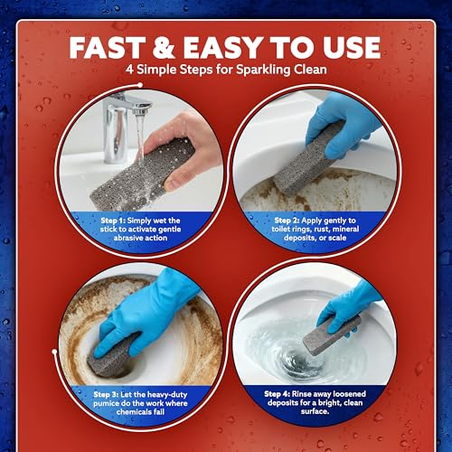 PUMIE Scouring Stick 2 Pack, Toilet Bowl Ring Remover, Heavy Duty Extra Strong Pumice Cleaning Bar, Pumice Stone for Cleaning Toilet Rings, Bathroom & Kitchen Stains by USPumice - size: 2 Count (Pack of 1)