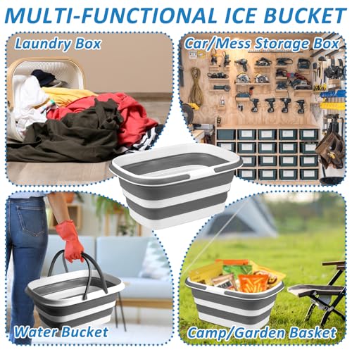 2 Pack Ice Buckets for Parties, Foldable Beverage Tub, Collapsible Ice Bucket for Wine/Beer/Champagne, Large Beer Ice Buckets Drink Cooler, Space Saving Ice Storage Tub Ice Cube Bin (8.5L*2) - color: Streak