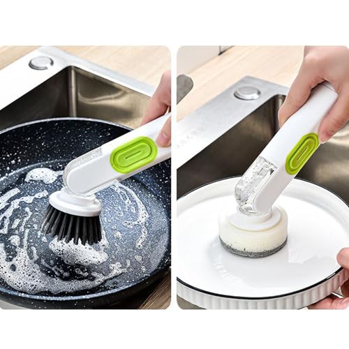 Dish Washing Brush with Soap Dispenser, Dish Washing Brush with Pressure – Pot Sink with Automatic Liquid Addition – for Countertop Sink Bathroom Pots Pans