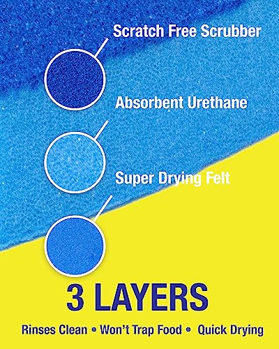 Non-Scratch Odor Resistant Scrub Sponge, Multi-Purpose Sponge for Kitchen and Household, Safe for Non-Stick Cookware (6 sponges)