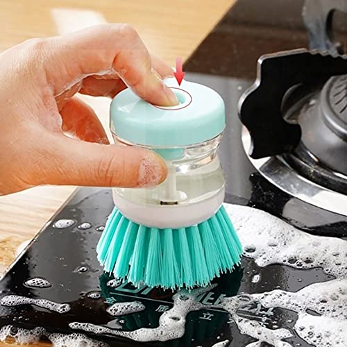 Generic Dish Brush with Soap Dispenser for Dishes, Pots, Pans, Kitchen Sink Scrubbing - Pink, Plastic, Nylon Bristles, 2 Pack - color: Pink