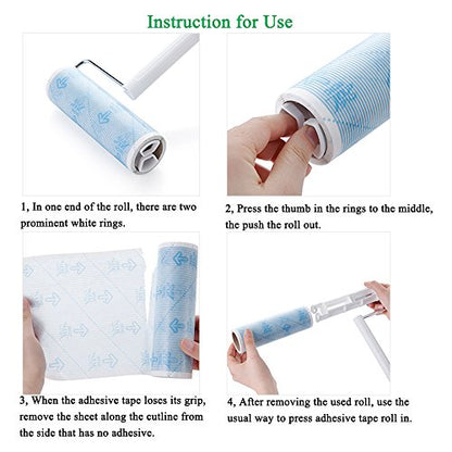 Pet Hair Lint Roller Refills Pet Hair Removal Refills, Japanese UNIKON 802 Sticky Mop Refill 90 Sheets, 3 Packs - size: 3 lint roller refills