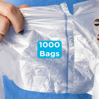 Highbar Select 16 Gallon Trash Bags - 8 micron, 1000 Per Case, 24" x 33", 20 Rolls of 50, High Density Clear Trash Can Liners, Ideal for Commercial, Industrial, Office, and Bathroom Use - style: 12-16 Gal, 8 Micron Equiv, 1,000 Count, Clear