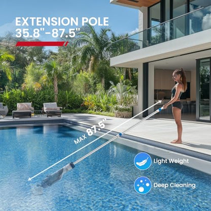 ENHULK Pro Cordless Pool Vacuum - 18.5 GPM Powerful Suction, 70min Runtime & 13.4" Wide Head, XL Capacity Handheld Rechargeable Pool Cleaner for Inground/Above Ground Pools with Telescopic Pole, PC18 - style: PC18
