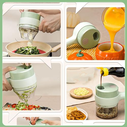 5 in 1 Electric Vegetable Chopper, Smart Kitchen Appliances, Mini Handheld Vegetable Chopper Set, Electric Vegetable Cutter with Egg Beater and Clean Brush