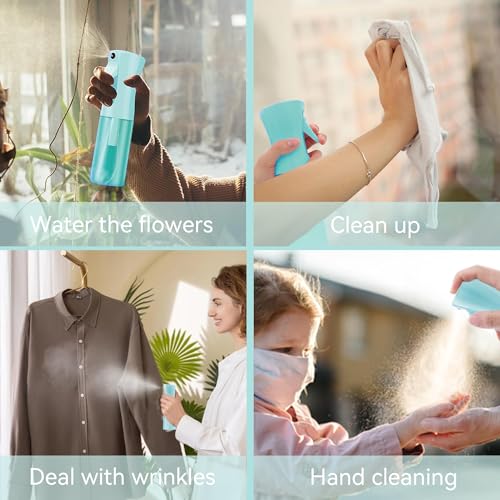 Continuous Mist Spray Bottle for Hair, Face & Plants (6.8oz/200ml) - Ultra Fine Travel-Size Water Mister for Salons, Cleaning, Pets & Skincare Leakproof Design