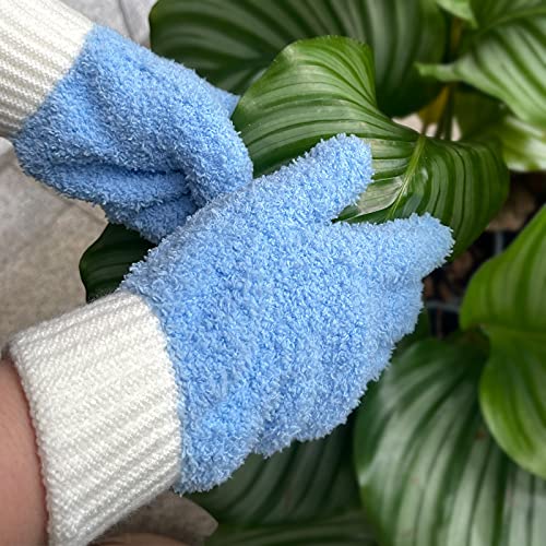MIG4U Microfiber Dusting Gloves House Cleaning Glove for Blinds, Windows, Baseboard, Shutters, Furniture, and Car, Reusable Lint-Free Blue 2 Pairs S/M - color: Blue 2 Pairs, size: Small-Medium