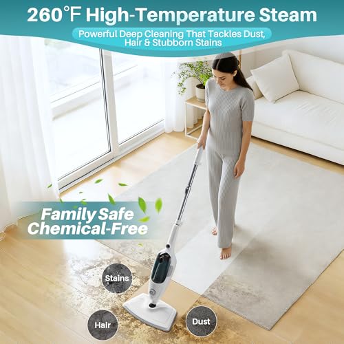 JOYMOOP Steam Mop & Handheld Steam Cleaner, 1100W Electric Steam Cleaner for Home, Fast Heat 20s, Adjustable Steam, Detachable Water Tank, 11 Accessories for Floors, Windows, Clothes - size: 3 Microfiber pads