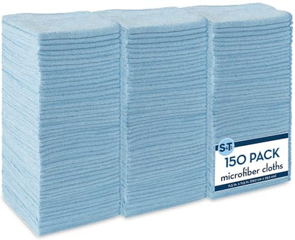 S&T INC. 750 Pack Microfiber Cleaning Cloth, Bulk Towels for Home, Reusable Microfiber Towels for Cars, Cleaning Rags, Light Blue, 11.5 Inches x 11.5 Inches, 150 Count - size: 750 Pack