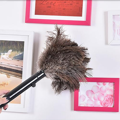 Feathers Dusters plumero para polvo mini Brown Washable Reusable Feathers ABS Mini Duster plumero de Plumas de Avestruz with Handle, for Household Sweeping Plumeros