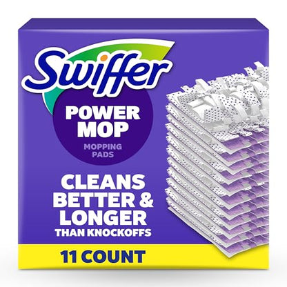Swiffer PowerMop Multi-Surface Mopping Pad Refills for Floor Cleaning, 11 Count, White/Purple - size: 11 CT