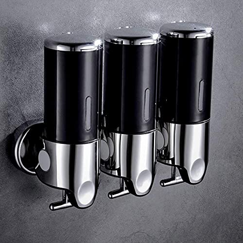 3 in 1 Chamber Wall Mounted Bathroom Shower Pump Dispenser and Organizer-Holds Shampoo, Soap, Conditioner, Shower Gel, for Bathroom Kitchen Hotel (3 Chamber - color: Transparent, size: 3 Chamber