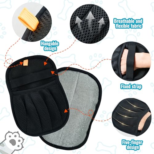 1 PCS Pet Hair Removal Glove for Dogs and Cats Reusable Newly Upgraded Five-Finger Electrostatic Pet Cat Dog Hair Remover Non-Slip Dog Hair Remover Tool for Couch, Clothing, Car Seat,Carpet - size: Black，1PCS