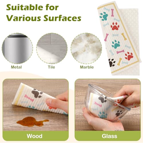 6 Packs Swedish Paper Cloths for Kitchen, Reusable Paper Towels Washable Dish Rags, Highly Absorbent Kitchen Towels Quick Drying Swedish Sponge Cleaning Dish Cloths(Dogs Feet) - color: Dogs Feet
