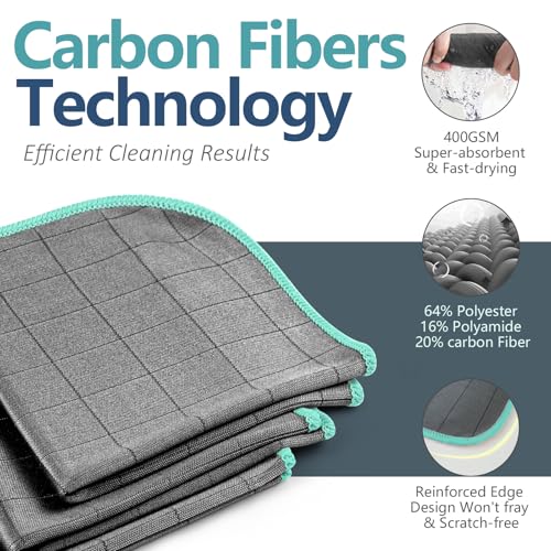 Airlab Microfiber Cleaning Cloth for Glass Cleaner Window Polishing Car Auto Detailing Lint Free Drying Dishes Kitchen Bathroom Magic Cleaning Cloths, Pack of 3, 12" x 12", Grey-Green - color: 12 X 12 Inch, Pack of 3, Grey-green
