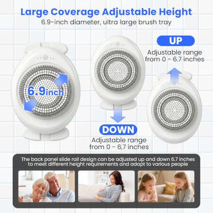 Hiqufet Electric Back Scrubber for Shower, Adjustable Height Shower Back Scrubber Wall Mounted, 4-Speed & 3 Replaceable Brush Heads, IPX7, Hands-Free Back Cleansing and Exfoliating Brush - size: CKT2