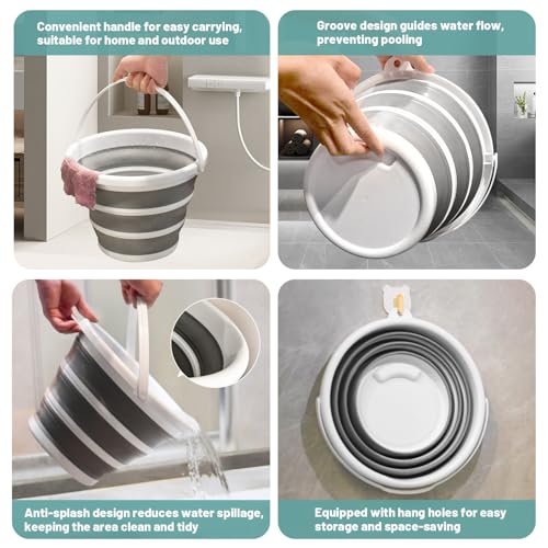 Collapsible Water Bucket (10L / 2.6 Gal) – Portable, Easy to Carry & Store, Ideal for Car Wash, Cleaning, Camping, Fishing, Outdoor Activities with Collapsible Handle Design, 2 Pack - size: 2 Pack