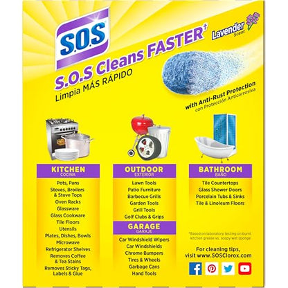 S.O.S Steel Wool Soap Pads, Lavender, 10 Count