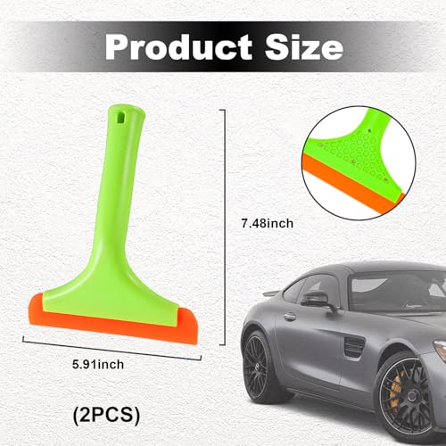 Ziciner Small Silicone Window Squeegee, Car Windshield Water Blade Squeegee, Multifunctional Auto Squeegee with 5.9 Inch Blade and Non-Slip Handle for Car Window, Home Cleaning (Light Green-2PCS) - color: Light Green-2pcs