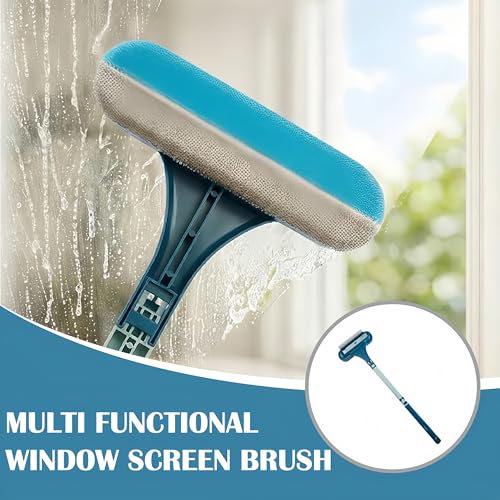 2-in-1 Multi-Purpose Cleaning Brush, Window Screen Cleaner Tool with Squeegee, Mesh Screen Cleaner, Cleaner Tool for Window, Door, Porch Screens (1PCS Yellow) - color: 1pcs Yellow