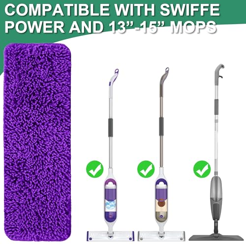 Aifacay Reusable Mop Pad for Swiffer PowerMop, 4 Pack Mop Refill Pads for Swiffer PowerMop Refills Multi-Surface Pads 15" Microfiber Spray Floor Mops Replacements Pad Washable-Purple - color: 4 Pack：purple