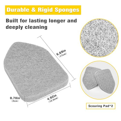 NEWE Shower Scrubber Refill Pads, Tub Tile Scrubber Replacement Head for Cleaning Bathroom Bathtub Sink Toilet (2pcs Scouring Pad) - color: Gray