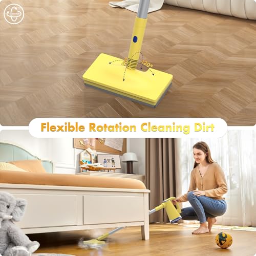 Steam Mop with Detachable Handheld Steam Cleaner for Home Cleaning,13OZ Water Tank,with Handheld 6-in-1 Multi-function Attachments for Hardwood Floors,Clothes,Windows,Tiles Grout and Furniture Yellow