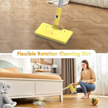 Steam Mop with Detachable Handheld Steam Cleaner for Home Cleaning,13OZ Water Tank,with Handheld 6-in-1 Multi-function Attachments for Hardwood Floors,Clothes,Windows,Tiles Grout and Furniture Yellow