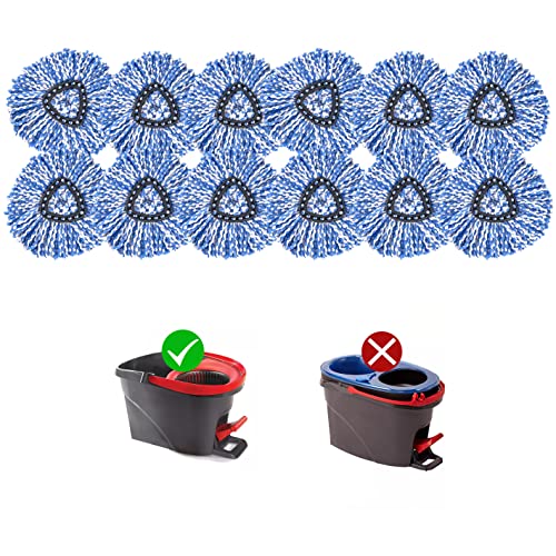 Matthew Cleaning 12Pack Blue Microfiber Spin Mop Replacement Head Compatible with EasyWring Spin Mop Replace Head-EasyWring High Absorbency,Machine Washable,Microfiber Spin Mop Refills - color: Blue, size: 12 Count