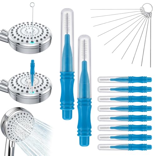 Shower Head Cleaning Brush for Small Holes, 10 Pack Multifunctional Crevice Cleaner with Nylon Bristles for Bathroom Accessories, Sink Faucet & Phone Speaker Grille (Blue-30pcs) - color: Blue-30pcs