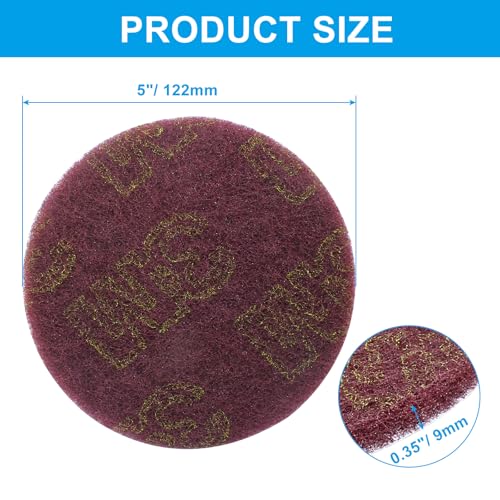 Hordion 8Pcs Scrub Pads Round Scrubber Scouring Pads Abrasive Scuffing Tool for Home Kitchen House Cleaning, Red