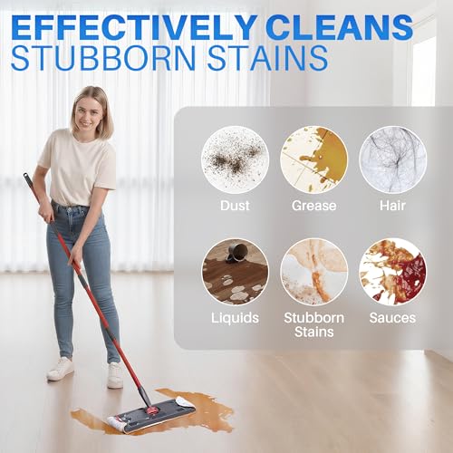 Mop Head Replacement Pads for O Cedar H2pro Flat Mop System, 9 PCS Reusable & Washable Microfiber Replacements Pads for Various Floors, Blue and White Stripes - size: 9 PCS - 15.95” x 4.33”