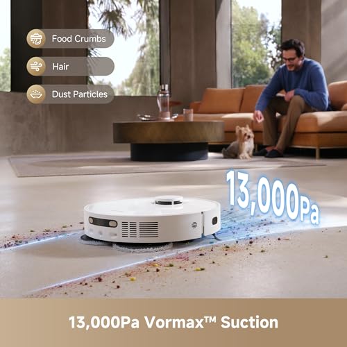 DREAME Govac 401 Robot Vacuum and Mop Combo, 100 Days Self-Emptying Robotic Vacuum, 15,000Pa Suction, Auto Mop Wash & Heat Dry, 10.5mm Auto-Lift Robot Vacuum Cleaner for Pet Hair/Carpet/Hard Floor