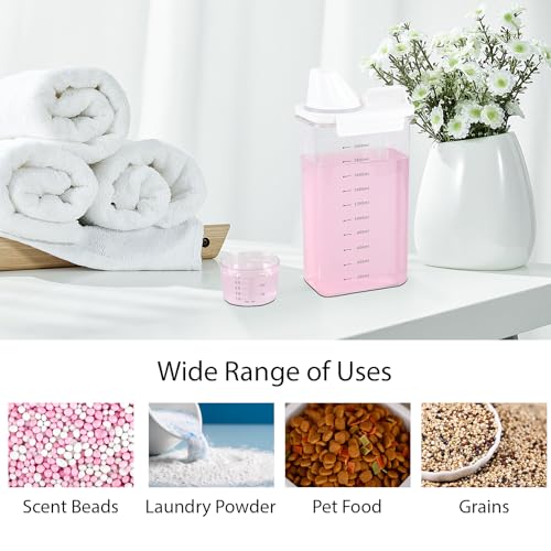3-Pack 78 OZ Plastic Liquid Laundry Detergent Dispenser, Clear Laundry Detergent Dispenser for Powder, Beads, Fabric Softener, Bleach