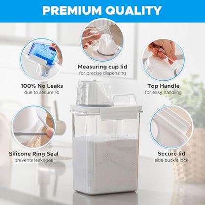 [3 Pack] Liquid Laundry Detergent Dispenser for Laundry Room Organization and Storage, 78oz Large Capacity Laundry Soap Containers with 12 Removable Labels, BPA Free & PET Plastic Clear