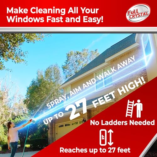 Full Crystal Window Cleaning Kit – 4 oz Glass Cleaner and Bottle with 27 ft Reach, Makes Up to 640 fl oz, Cleans Up to 20 Windows, Scrub-Free, Rinse-Free - style: 4 Ounce (Pack of 1)