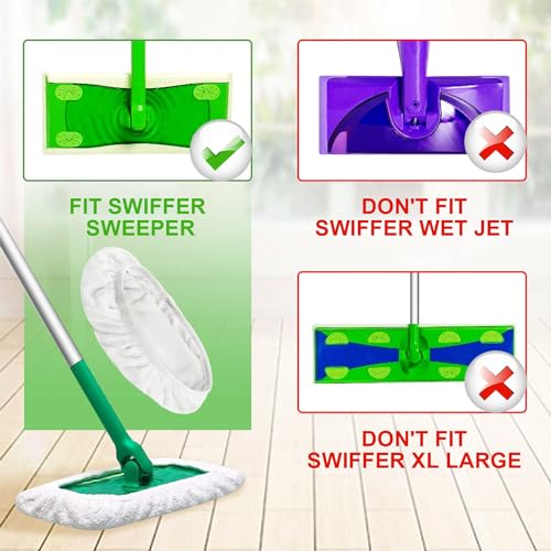 KEEPOW Reusable Wet Pads Compatible with Swiffer Sweeper Mop, Dry Sweeping Cloths, Washable Microfiber Wet Mopping Cloth Refills for Surface/Hardwood Floor Cleaning, 8 Pack (Mop is Not Included) | Dry Sweeping Cloths, Washable Microfiber Wet Mopping Cloth