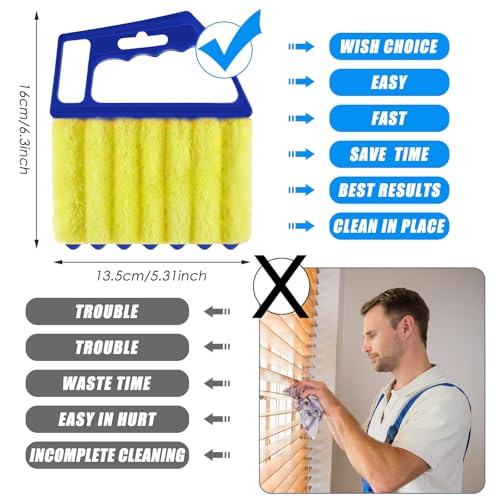 Geiserailie 2 Pcs Window Venetian Blind Cleaner Duster Tool Washable 7 Fingers Dusting Cleaner and Air Vent Shutter Brush Blinds Air Conditioner Fan Duster Dirt Housekeeping Tool (Orange Blue) - color: Orange Blue